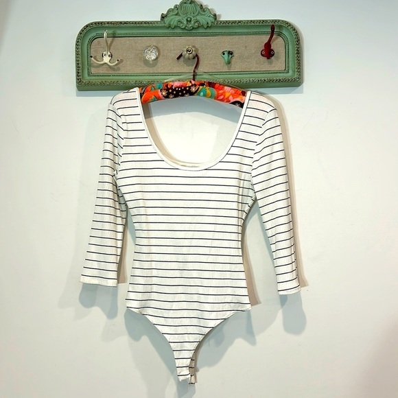 jun & ivy Tops - Brand new June & Ivy striped long sleeve scoopneck bodysuit women’s size medium